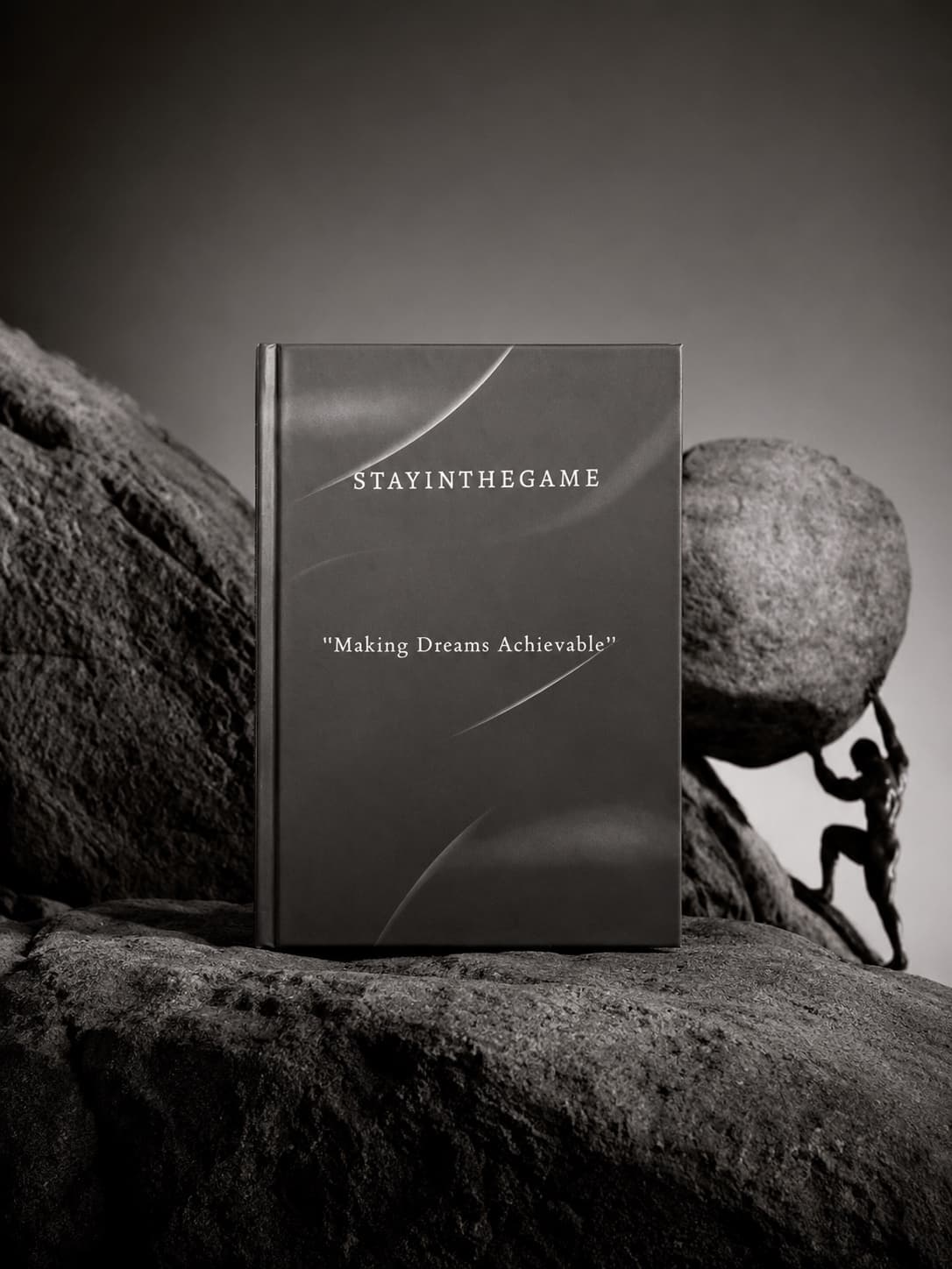 Sisyphus pushing the boulder
